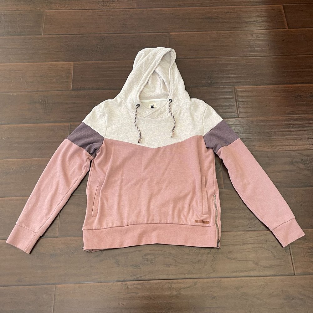 BKE Women's Light Gray/Taupe Pullover Hoodie Sweater (Size L)